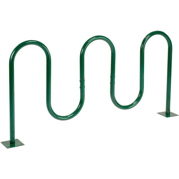 Global Industrial Wave Bike Rack, Green, Flange Mount, 7-Bike Capacity 652778MGN - main